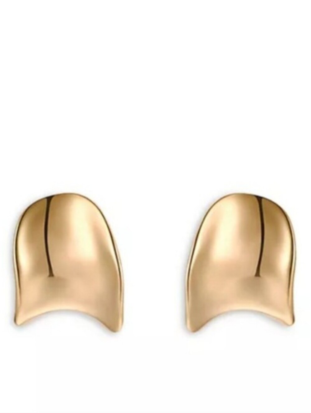 NWOB Ettika Curved Gold Stud Earrings - 18k Gold Plated In Rhodium